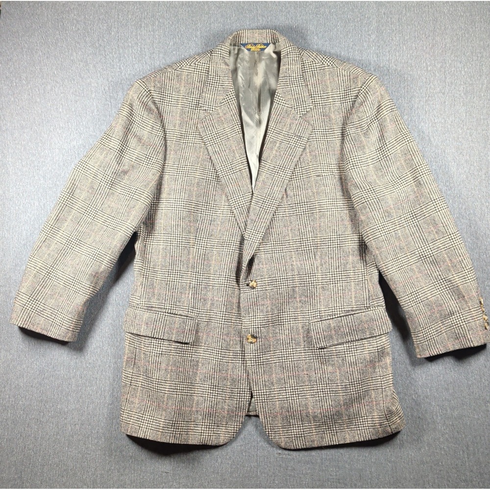 Mens 46R Brooks Brothers Madison Fit 100 % CAMEL HAIR Gray Glen Plaid Blazer USA